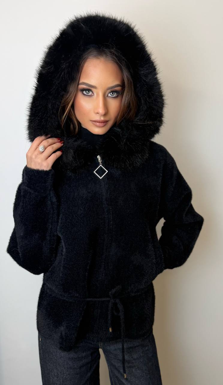 Chaqueta bomber con ribete de pelo