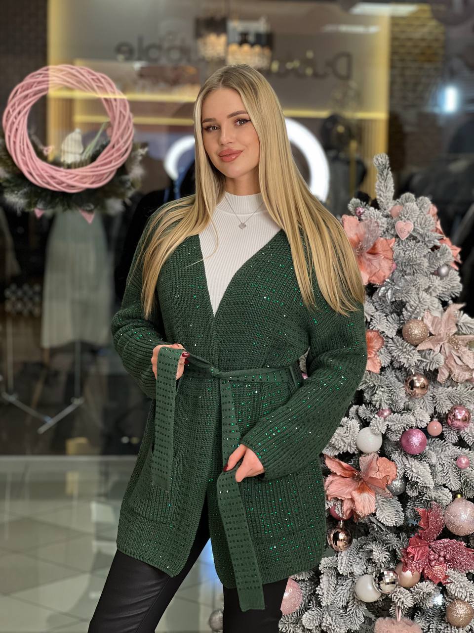 Cardigan with rhinestones