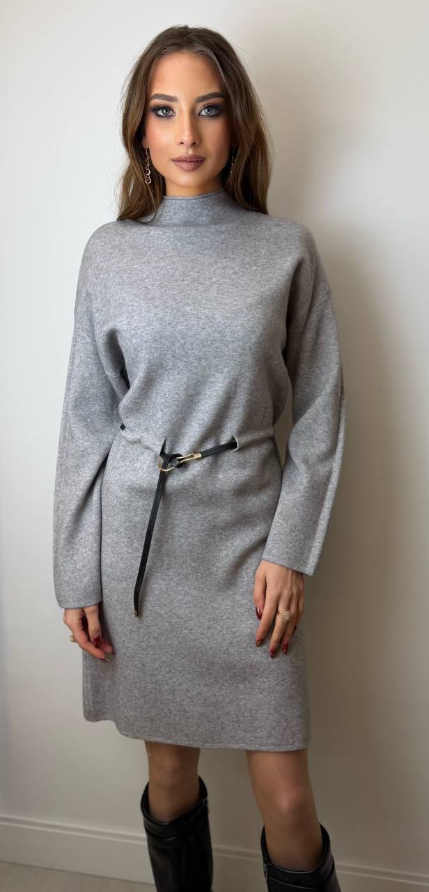 Vestido midi con cinturón