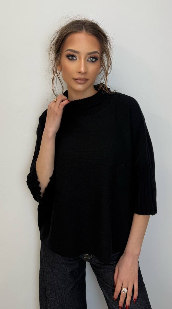 Suéter de punto con mangas cortas