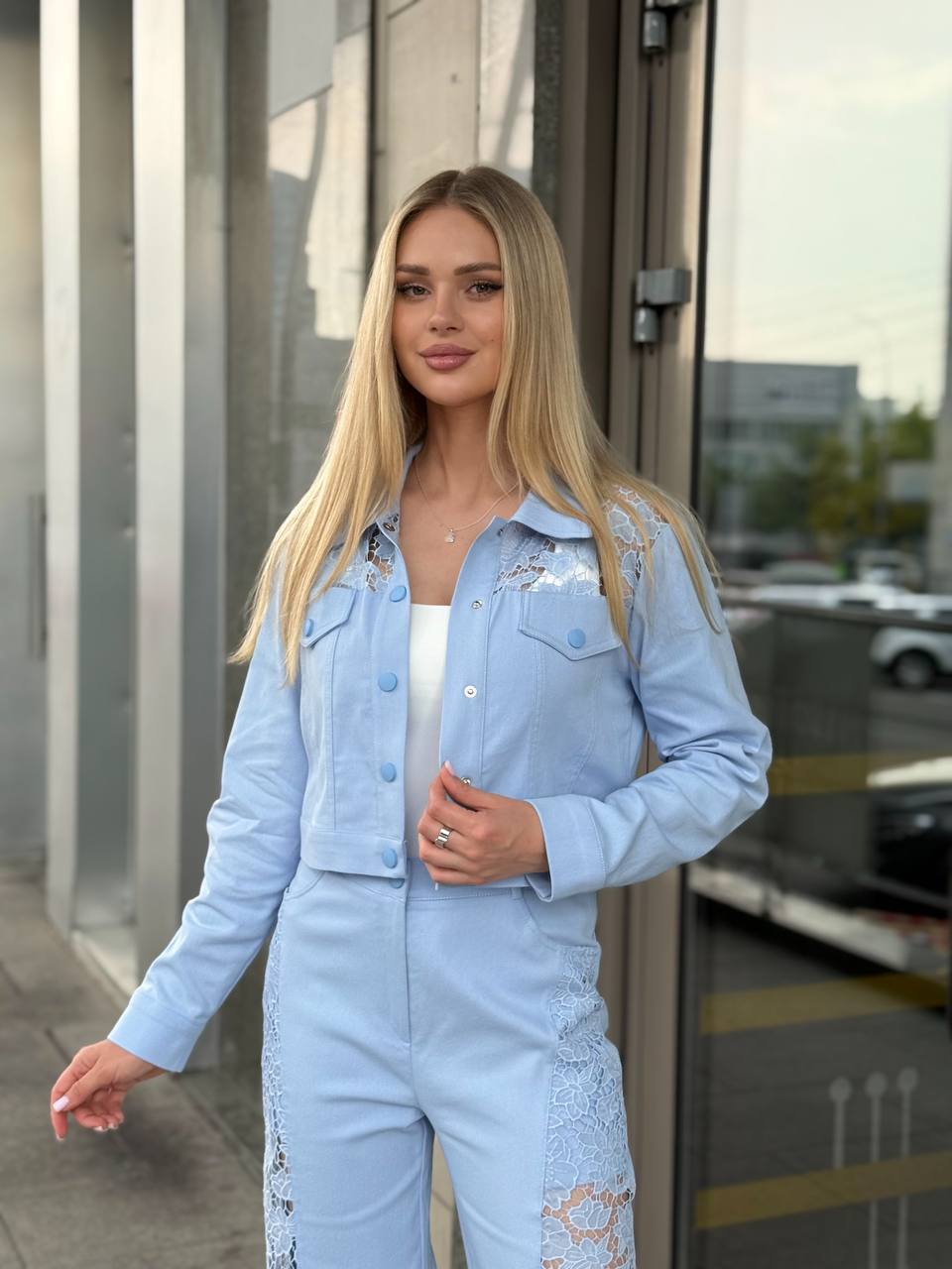 Conjunto Denim con Encaje.