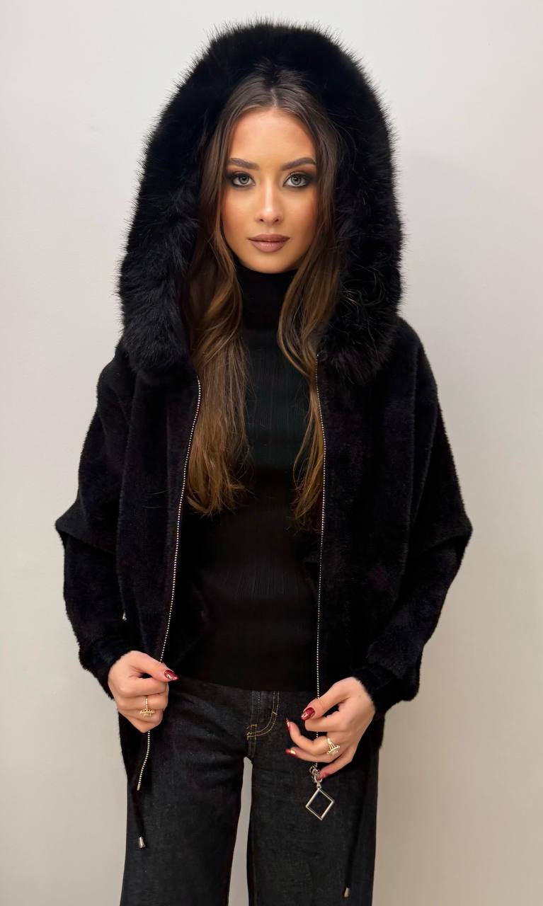 Chaqueta bomber con ribete de pelo