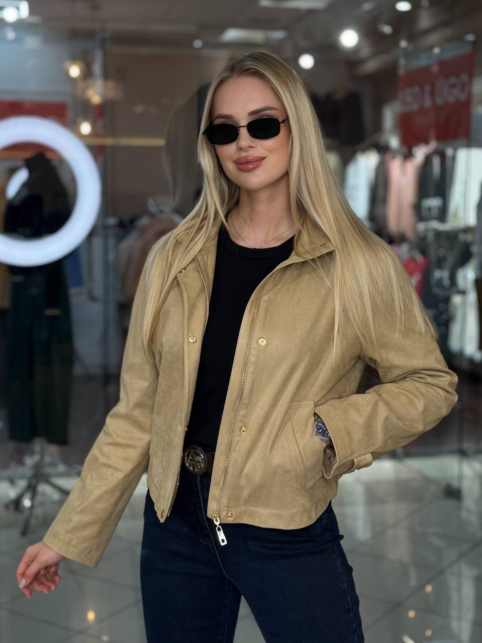 Suede bomber jacket