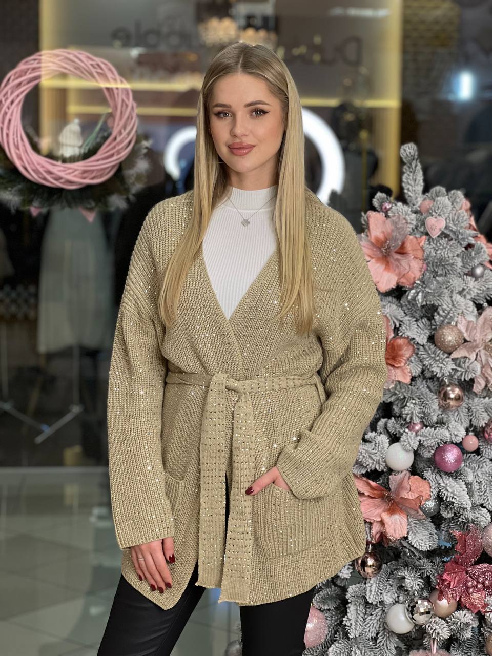 Cardigan with rhinestones