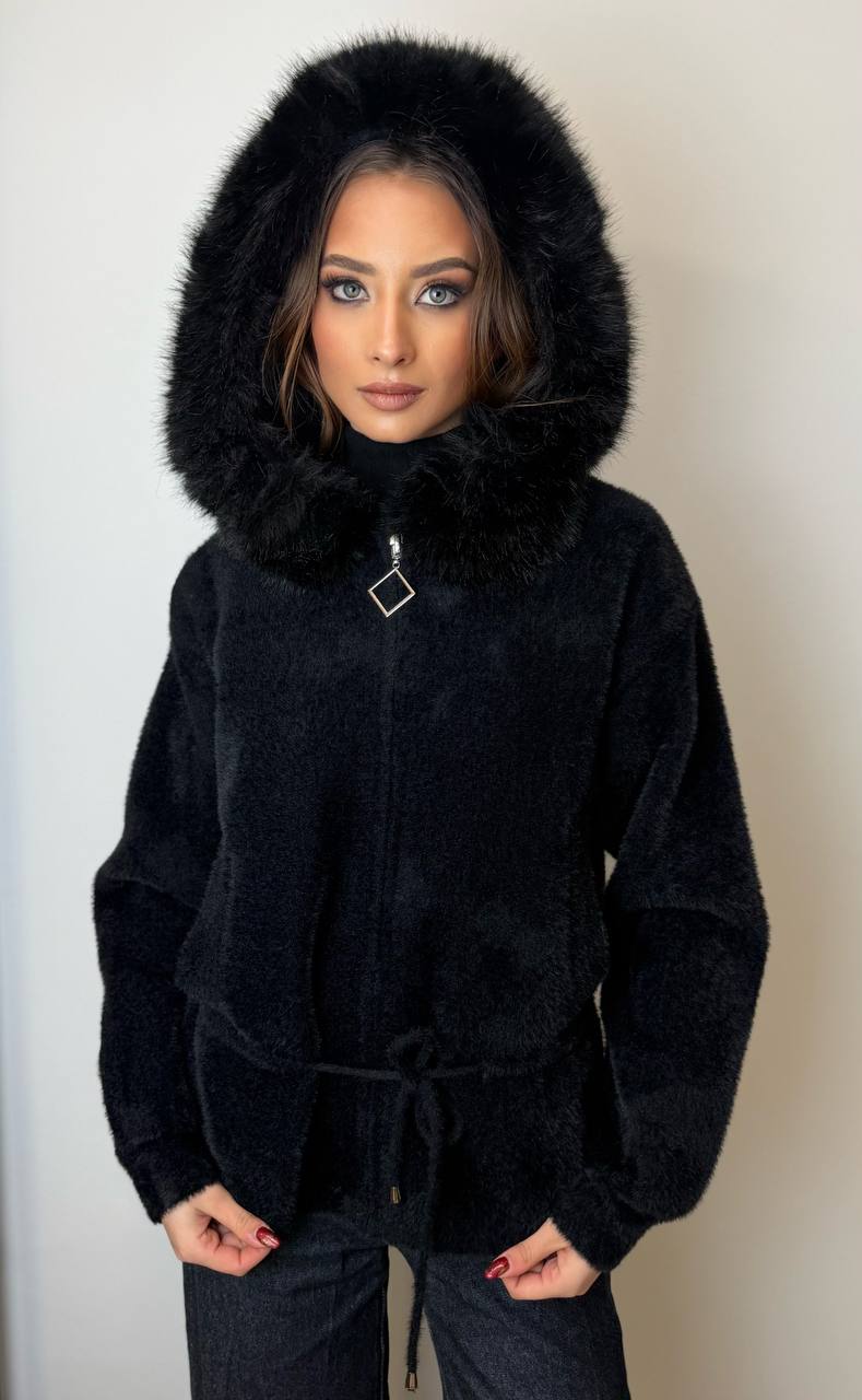 Chaqueta bomber con ribete de pelo