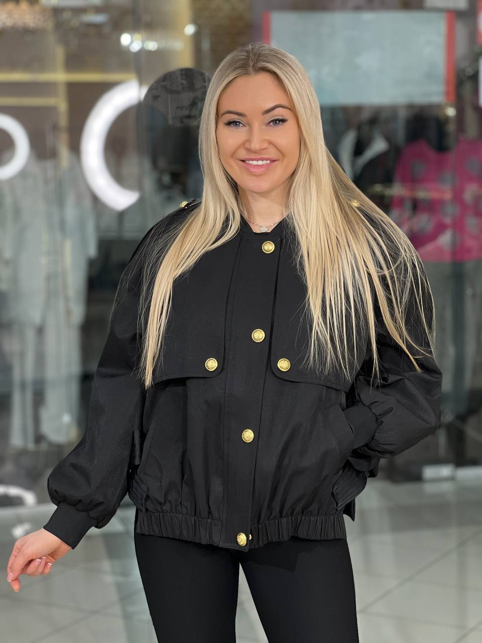 Bomber jacket with side tie