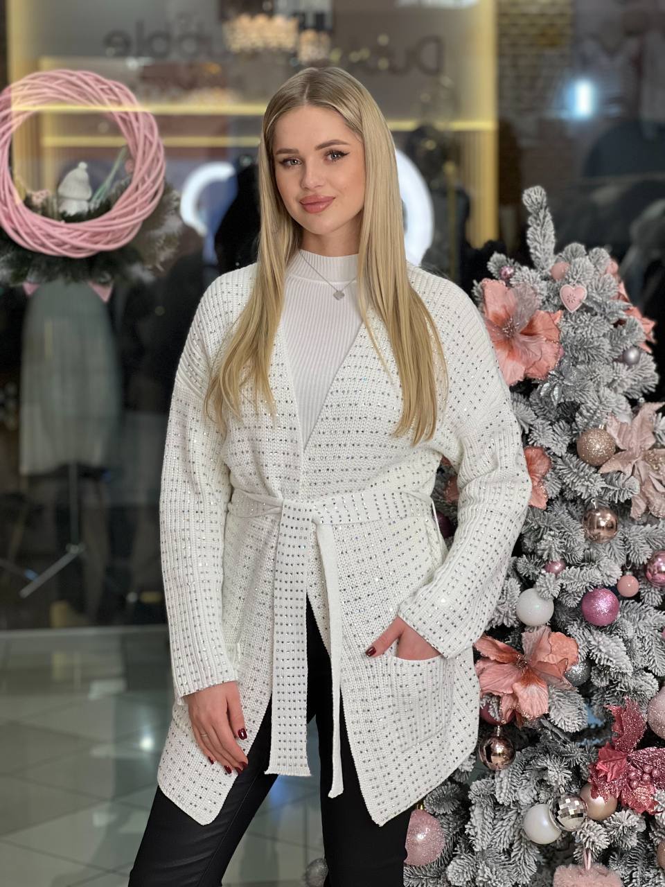 Cardigan with rhinestones